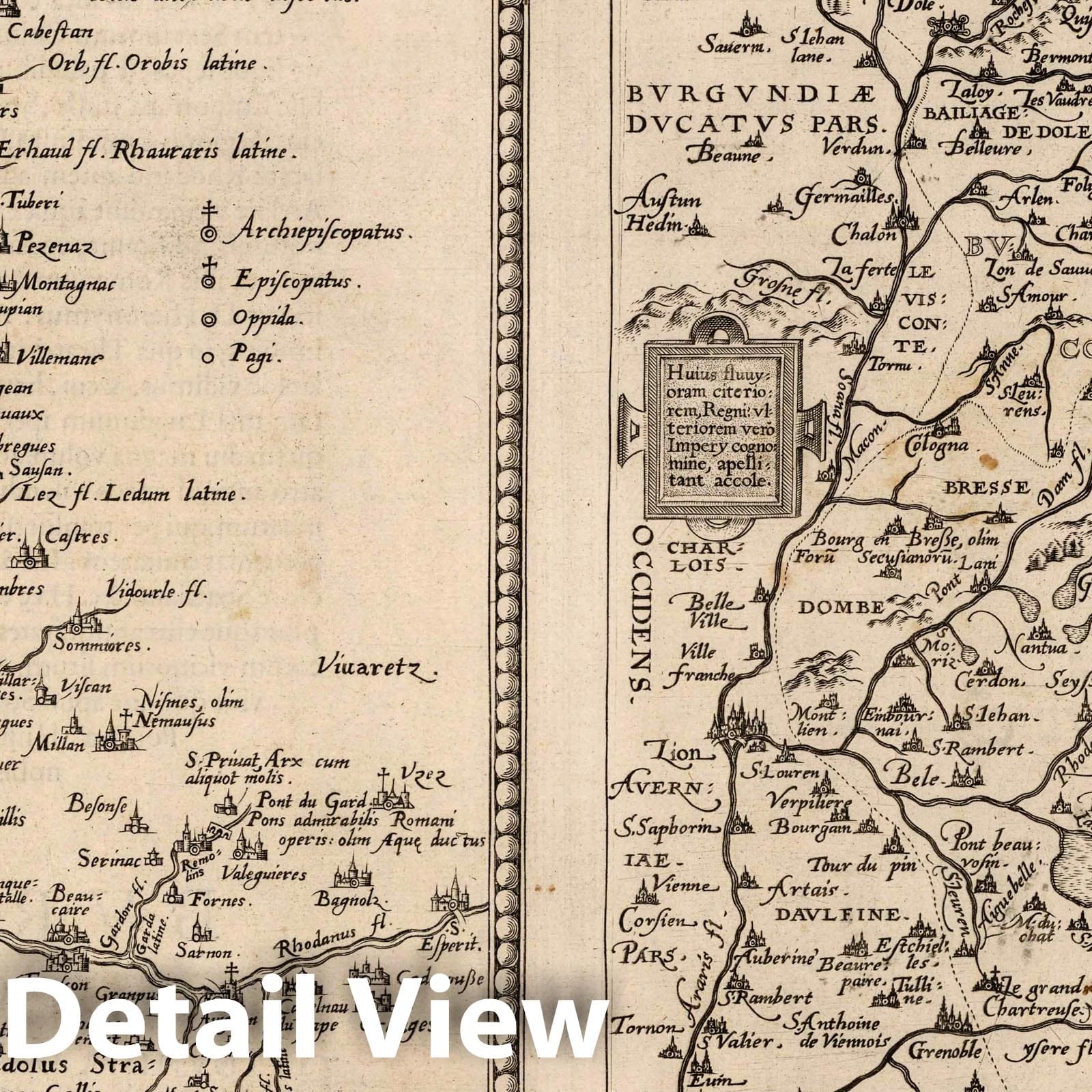 Southern France and Burgundy, 1570 - Historical Map Print