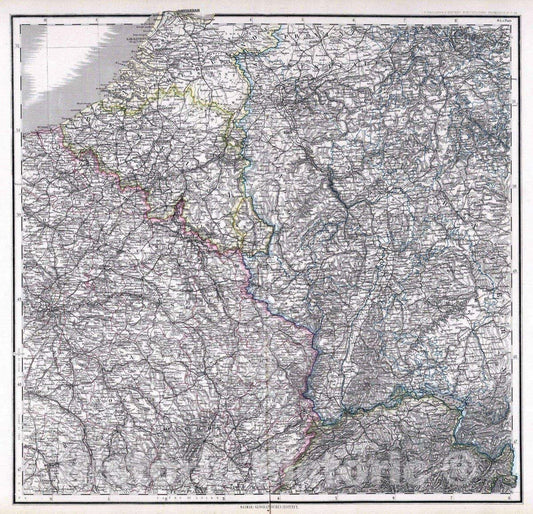 Historic Map : 1879 Northeast France and Belgium. - Vintage Wall Art