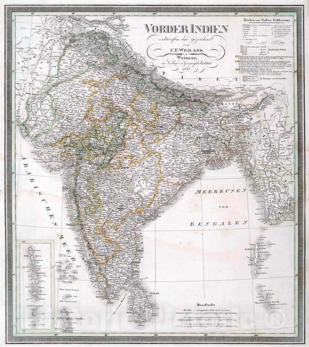 Historic Map : 1838 India. - Vintage Wall Art