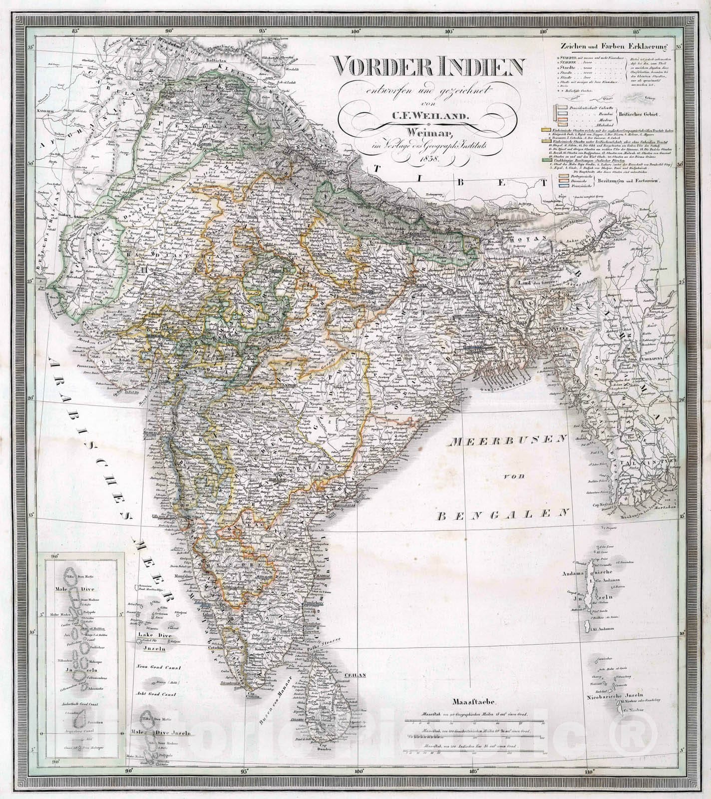 Historic Map : 1838 India. - Vintage Wall Art