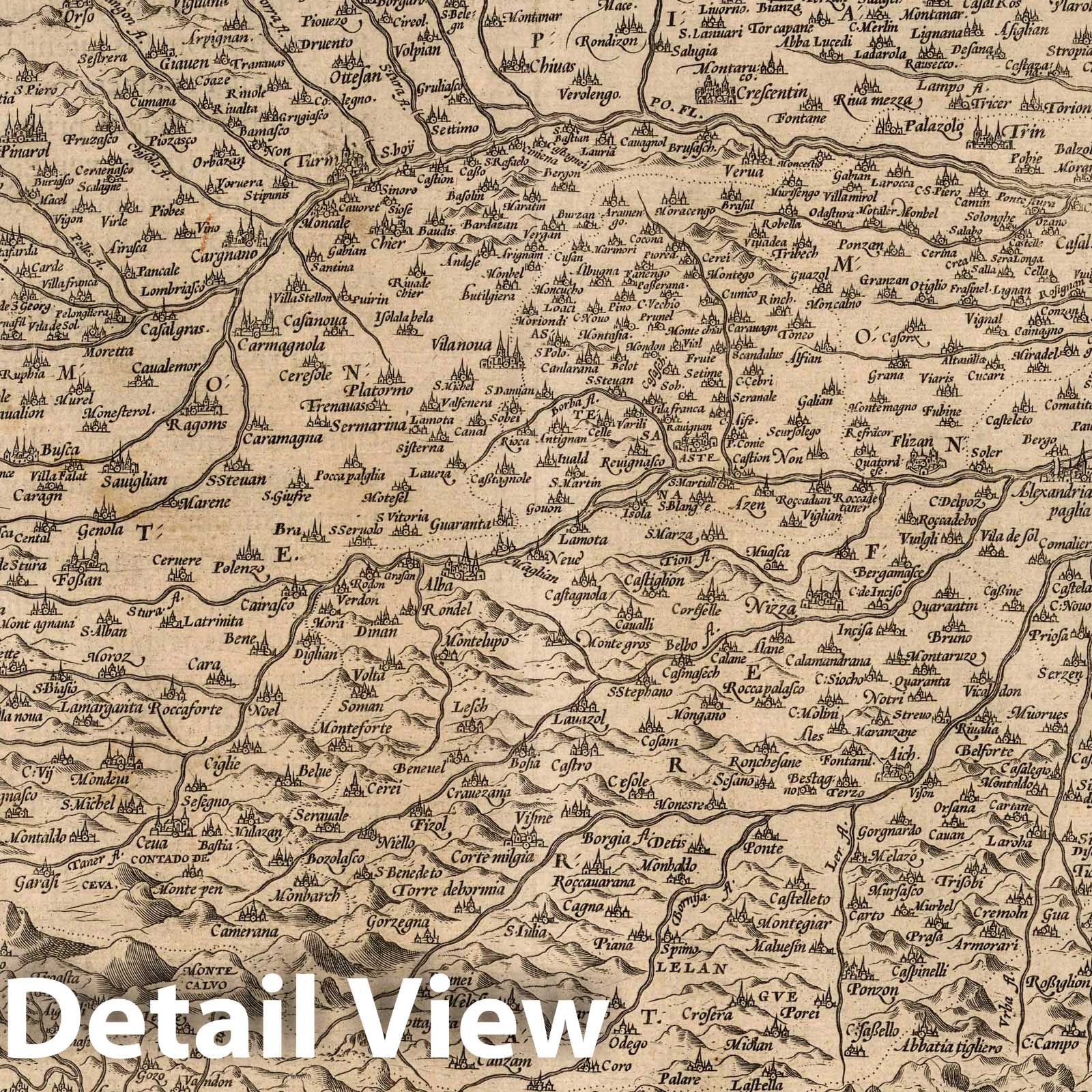 Piedmont, Italy 1570 - Historical Map Reproduction from Theatrum Orbis Terrarum