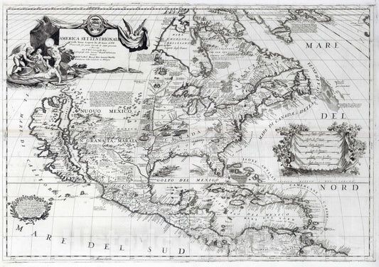 Historic Map : 1693 Composite Map: America Settentrionale. - Vintage Wall Art