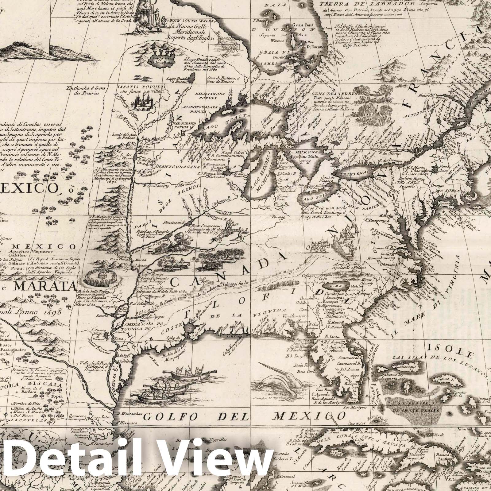 North America and the West Indies - River Map, 1693 - Coronelli Atlante Veneto