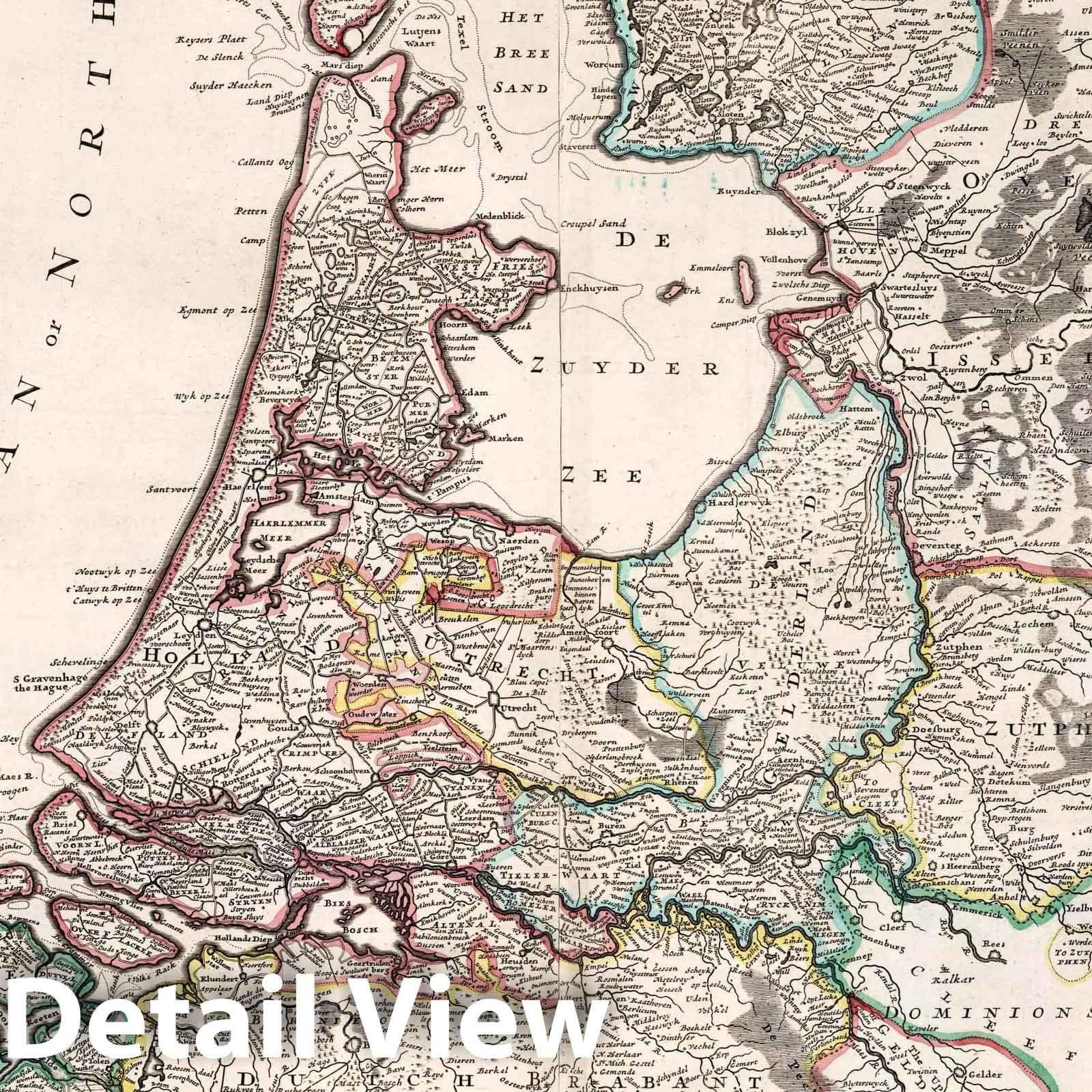 Netherlands with Inset Maps of Amsterdam, Rotterdam, and Utrecht, 1732 - Historical Map Print