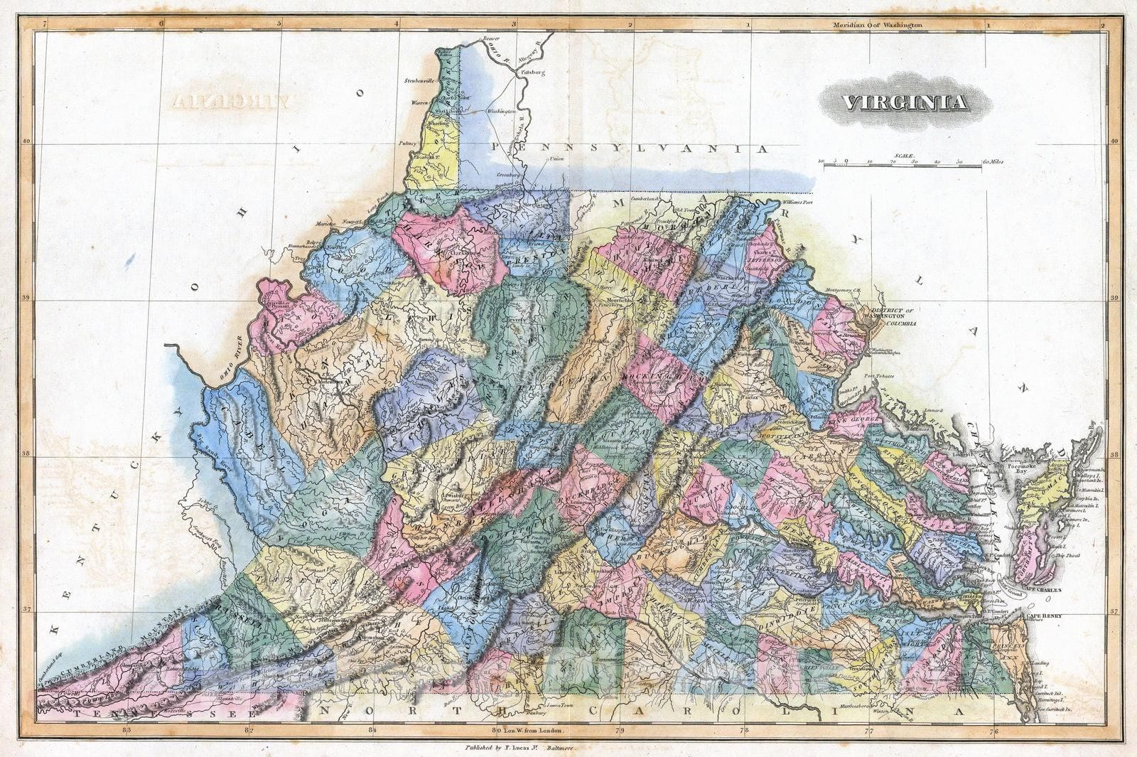 Historic Map : 1823 Virginia. - Vintage Wall Art