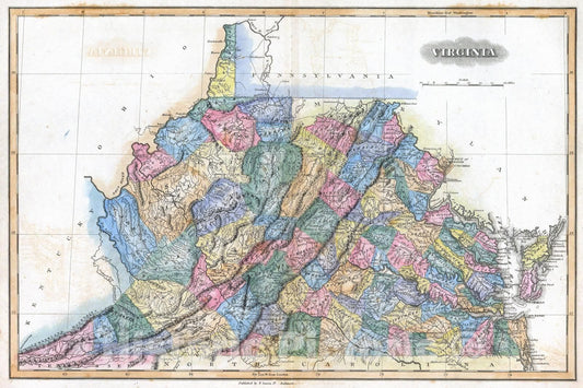 Historic Map : 1823 Virginia. - Vintage Wall Art