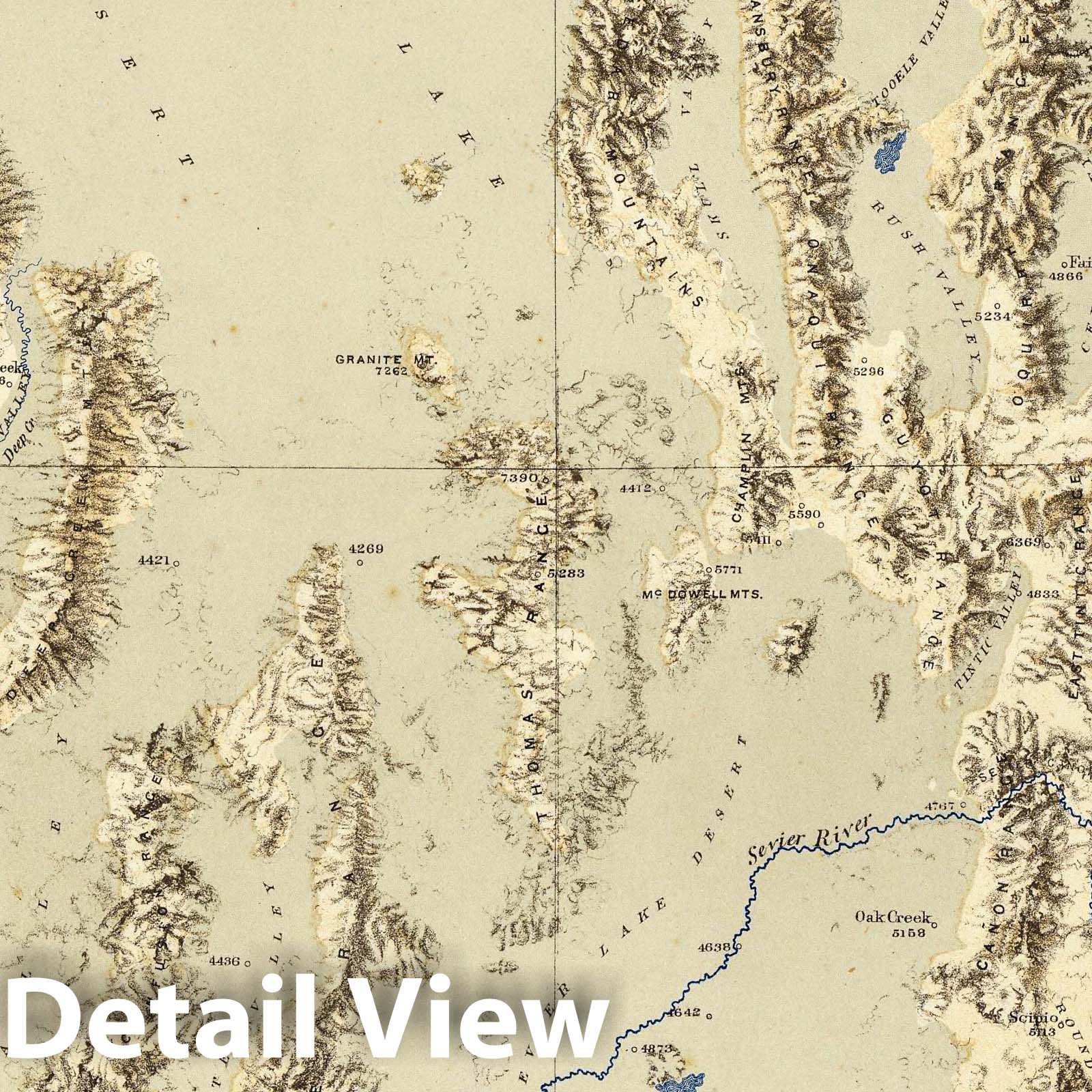 Restored Outline of Lake Bonneville, Western Utah and Eastern Nevada - 1876 Geological Map