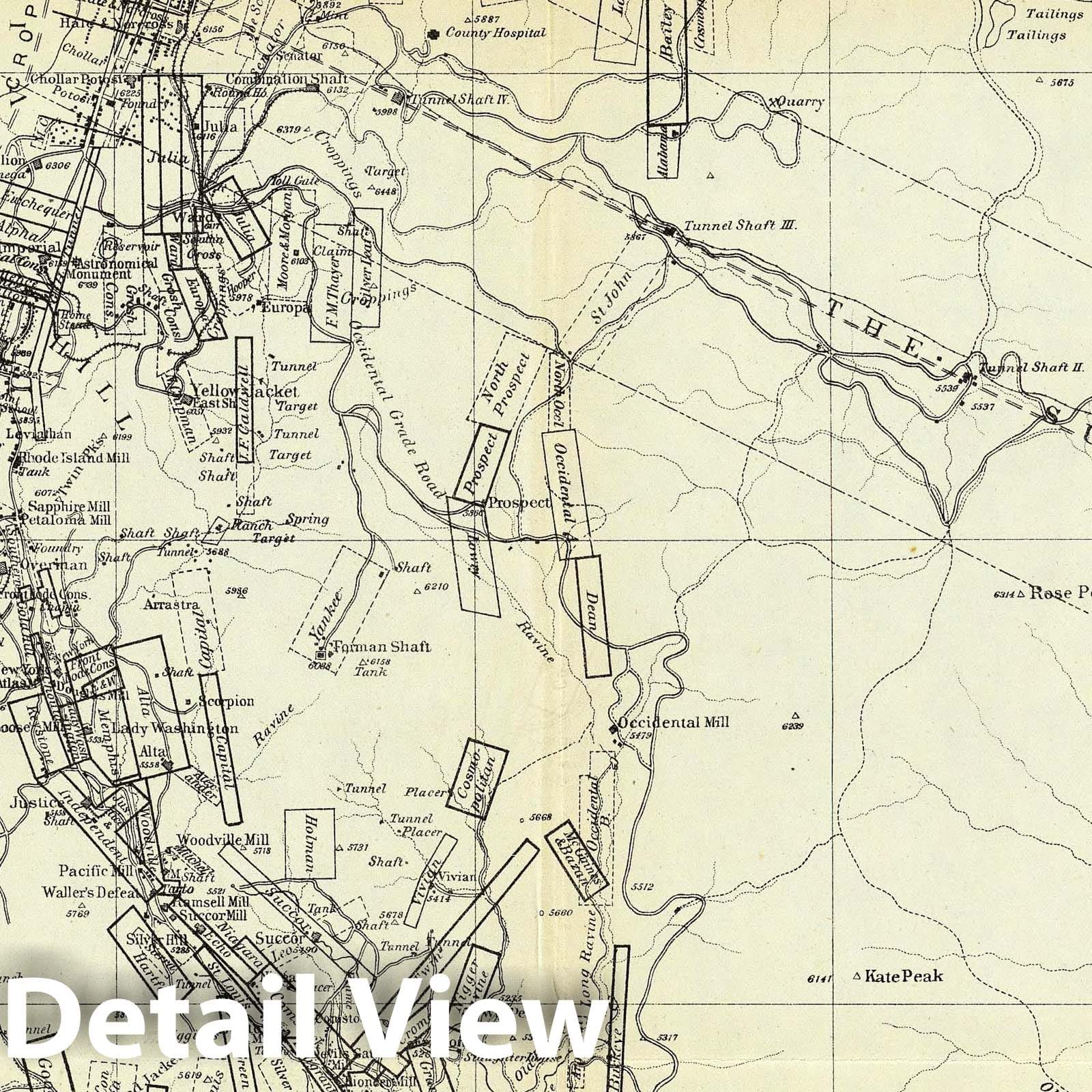 Washoe District, Nevada - Comstock Lode, 1879 - Historical Map Print