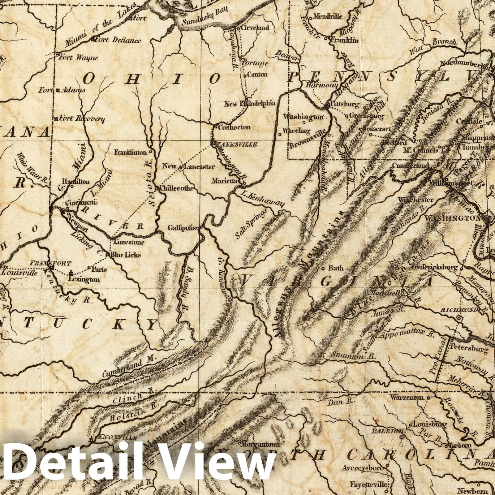 United States of America - Route Map, 1812 - Historical Map Print