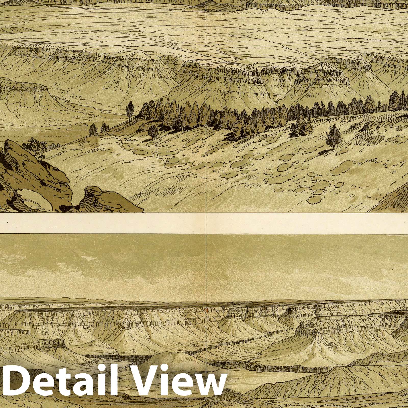 Grand Canyon, Arizona - Geologic Map, 1882 - Historical Geological Survey Print