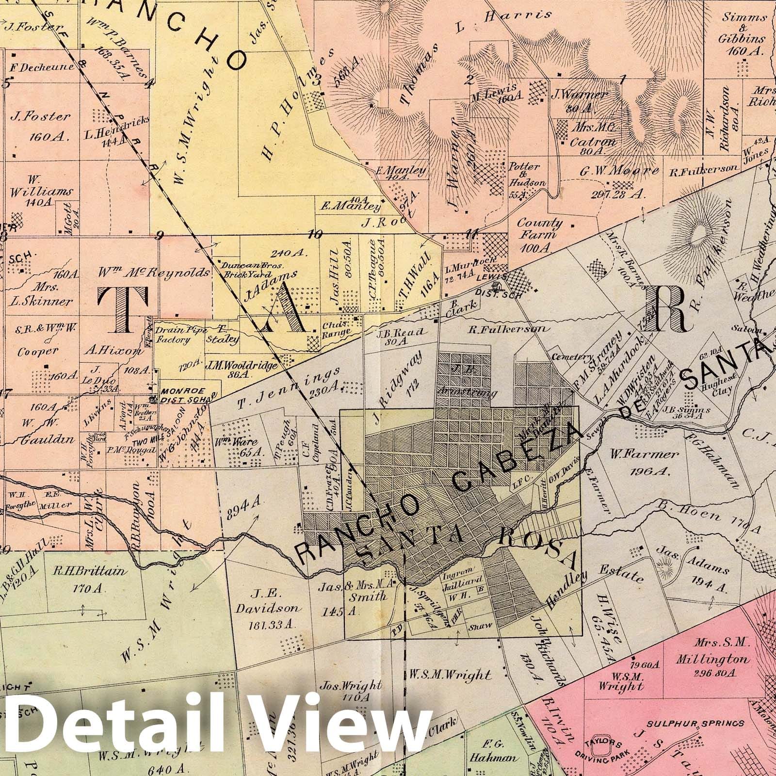 Russian River, Santa Rosa, and Analy Townships, Sonoma County, California 1877 Historical Map Print