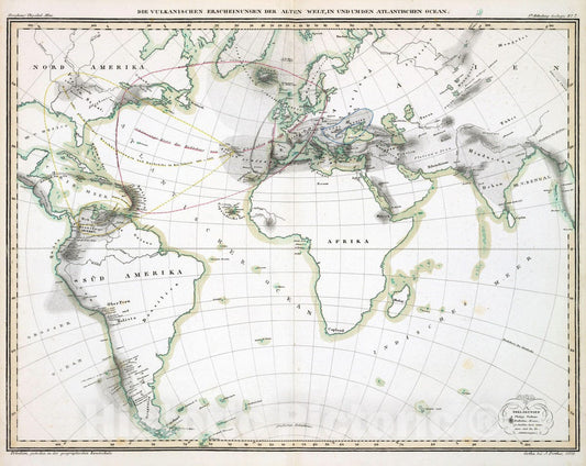 Historic Map : 1839 Die Vulkanischen Erscheinungen Der Atlen Welt. - Vintage Wall Art