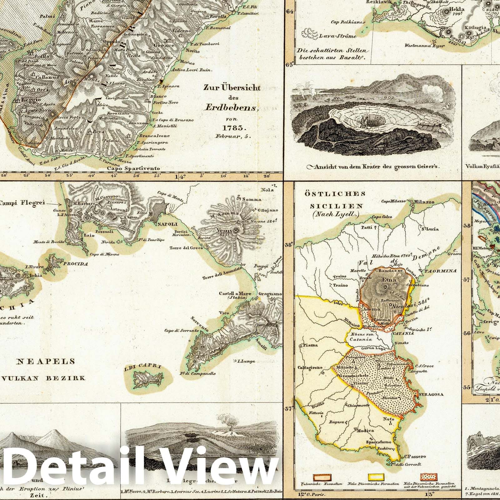 Atlantic Ocean Volcanic Zones - Geologic Map, 1839 - Historical Atlas Print
