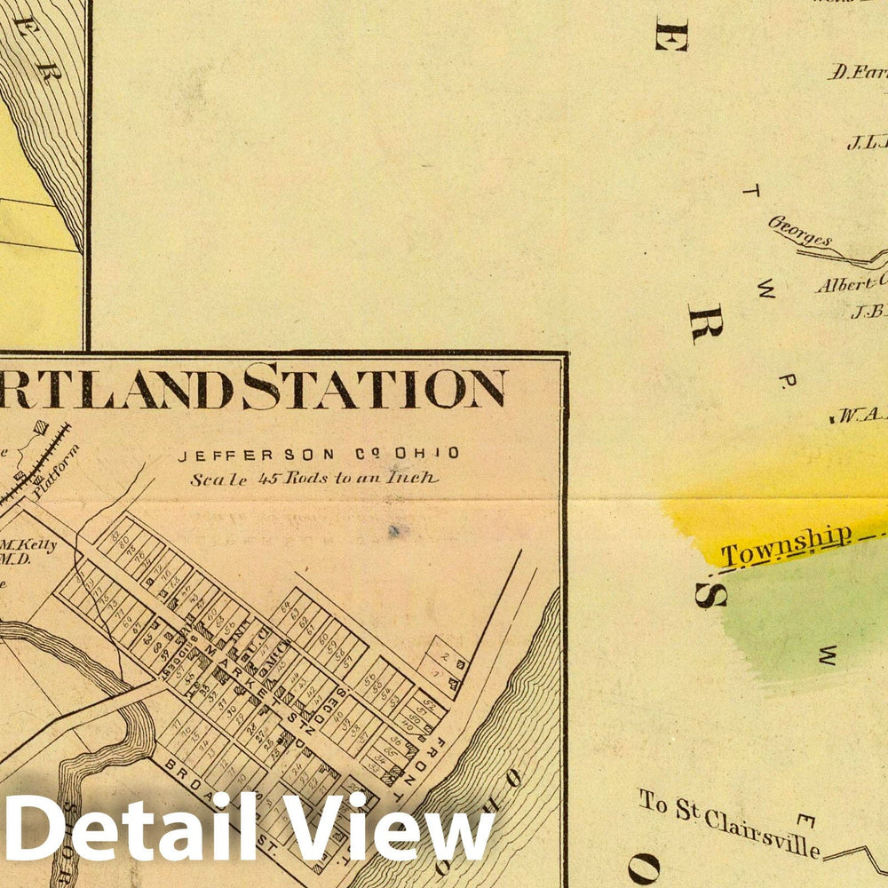 Historic Map : 1877 Upper Ohio River and Valley part V, 64 to 81 miles below Pittsburgh - Vintage Wall Art