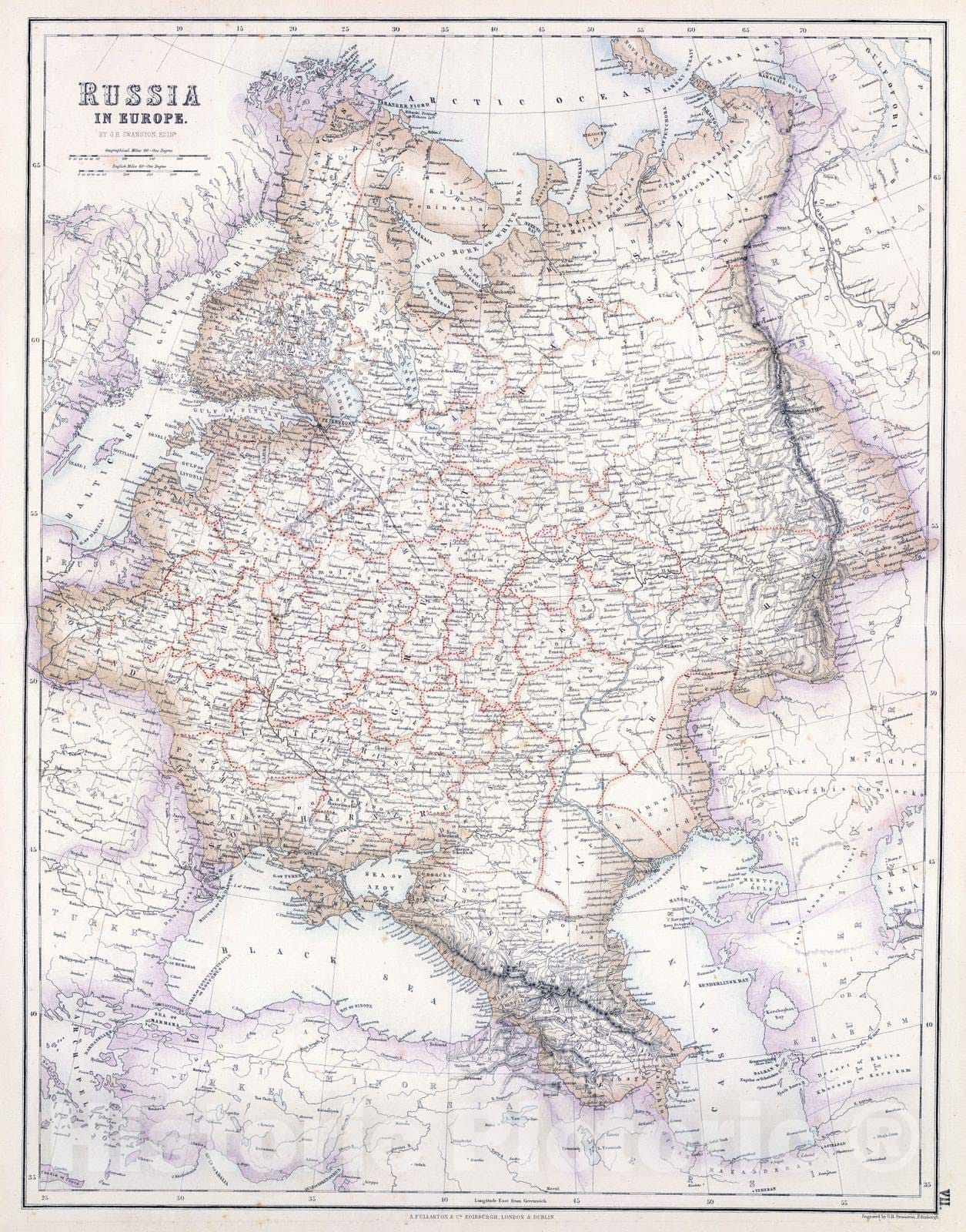 Historic Map : 1872 Russian In Europe. - Vintage Wall Art