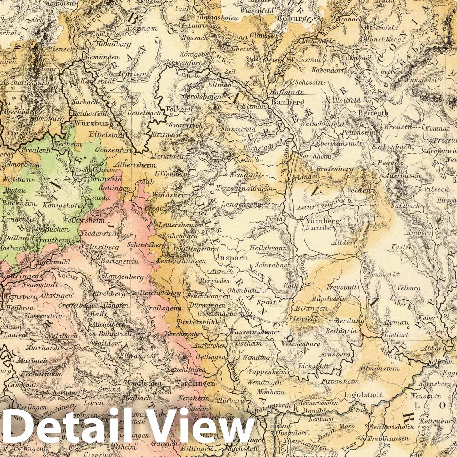Southern Germany, 1872 - Historical Map Print