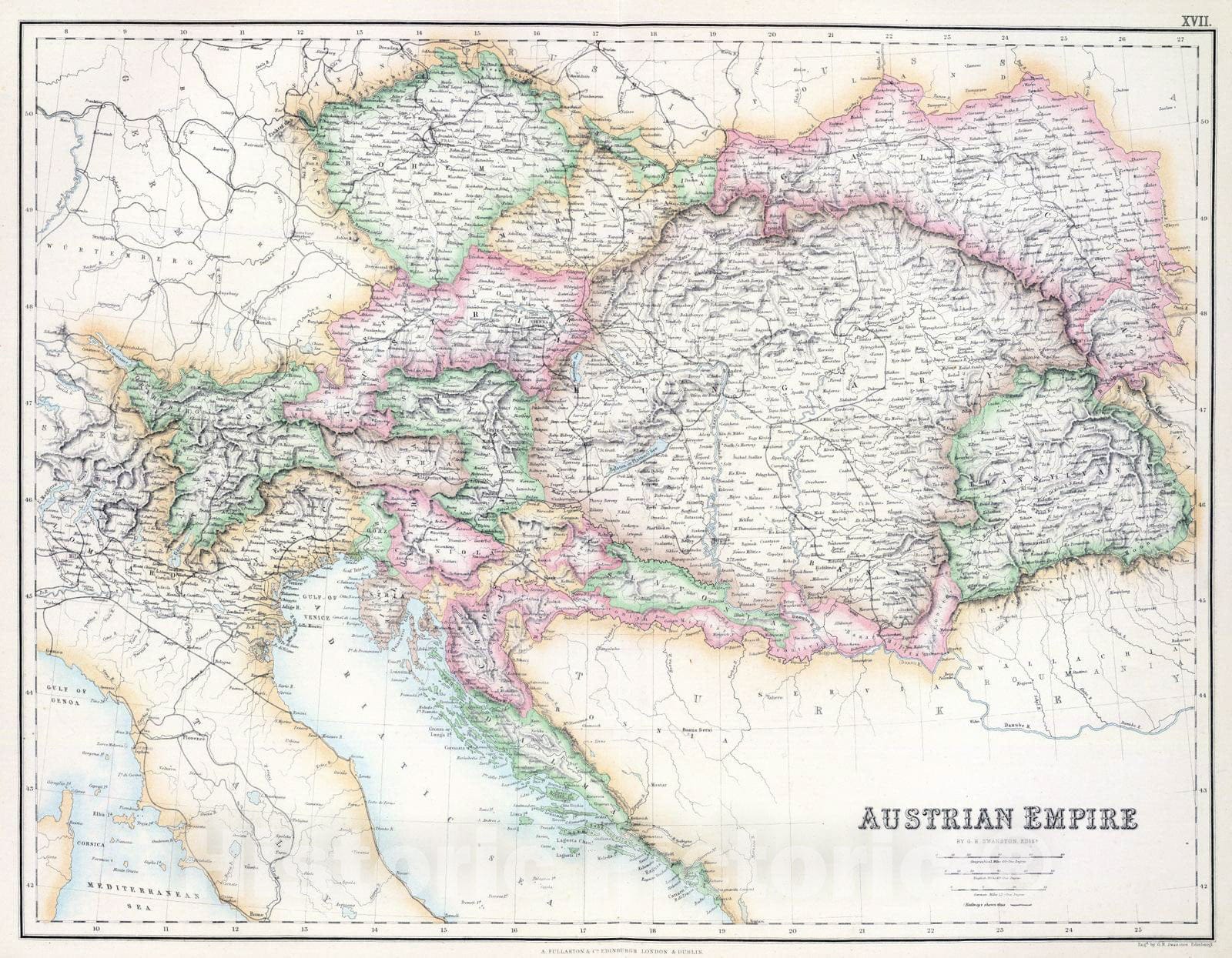 Historic Map : 1872 Austrian Empire. - Vintage Wall Art