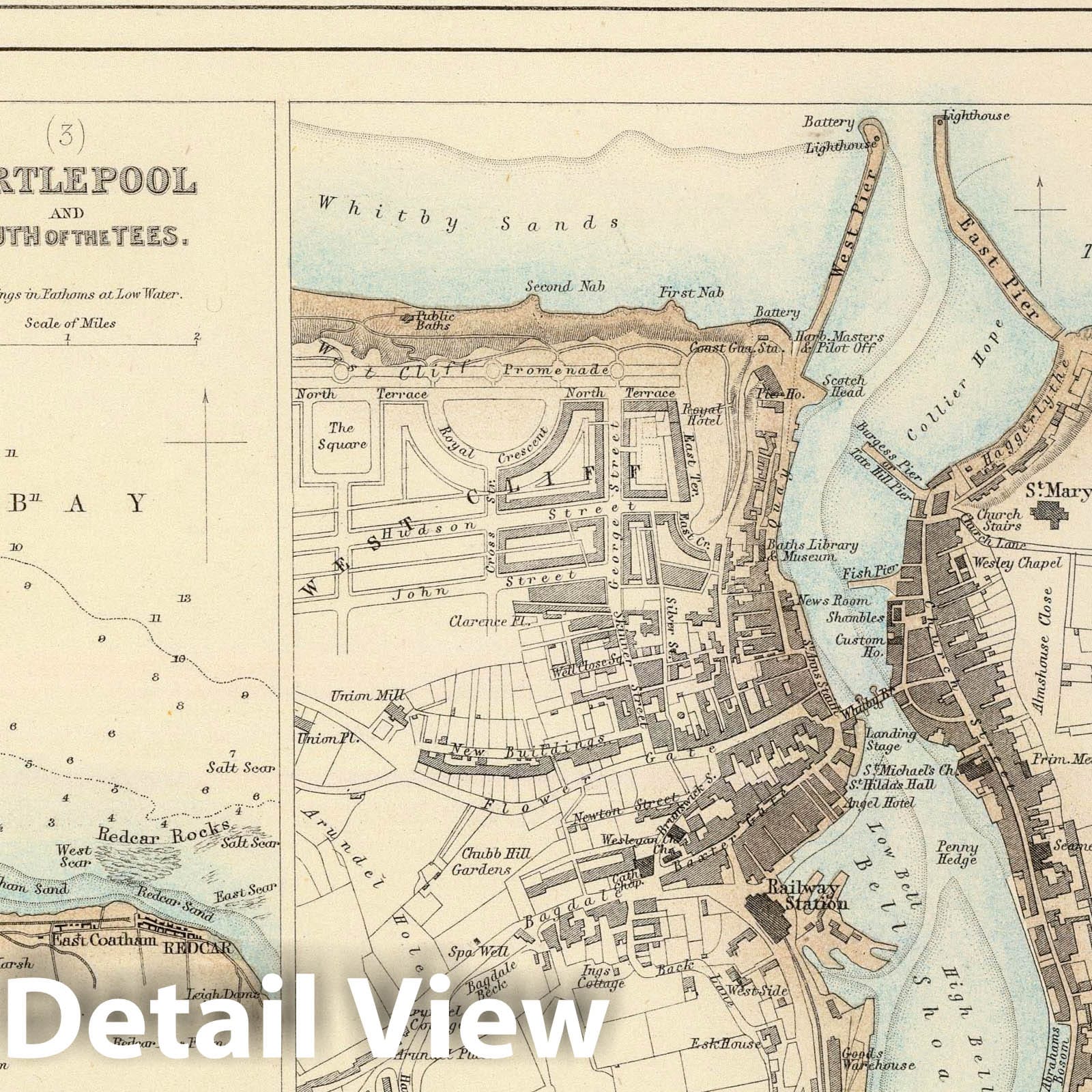 East Coast of England - Nautical Chart, 1872 - Historical Map Print