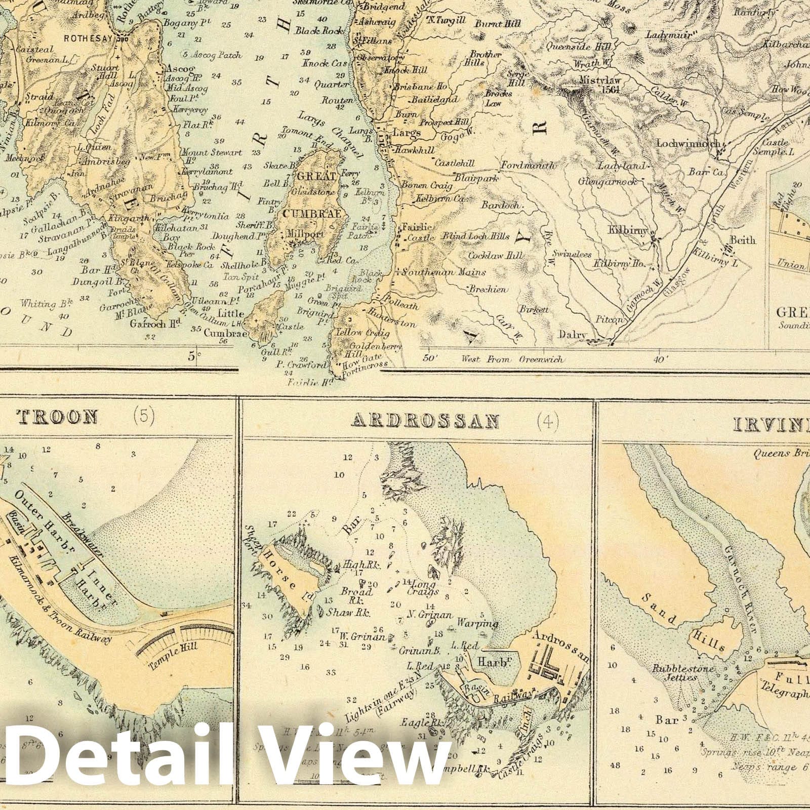 Ports and Harbours on the West Coast of Scotland, 1872 - Historical Nautical Map Print
