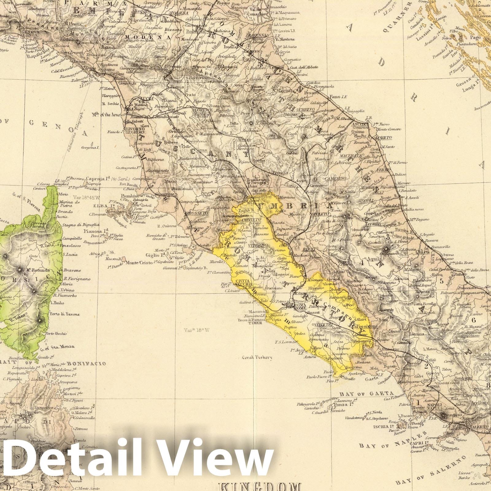 Italy with Sicily and Malta, 1872 - Historical Map Print
