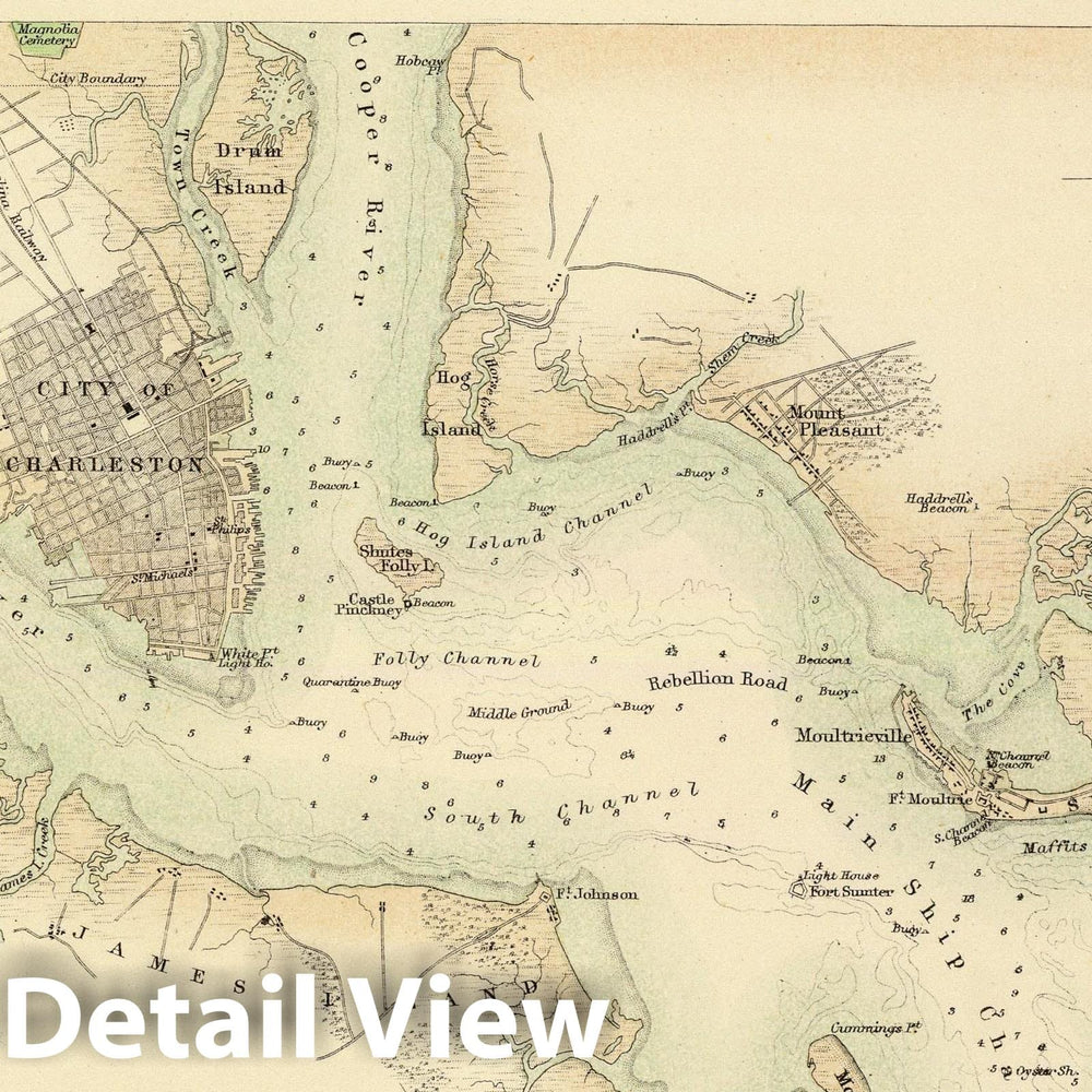 Historic Map : 1872 Southern Ports & Harbours in the United States. - Vintage Wall Art