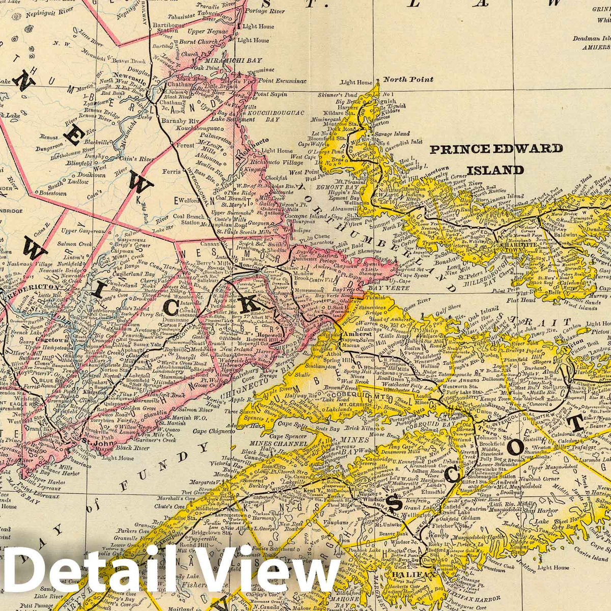 New Brunswick, Nova Scotia, and Prince Edward Island - Railroad Map, 1879