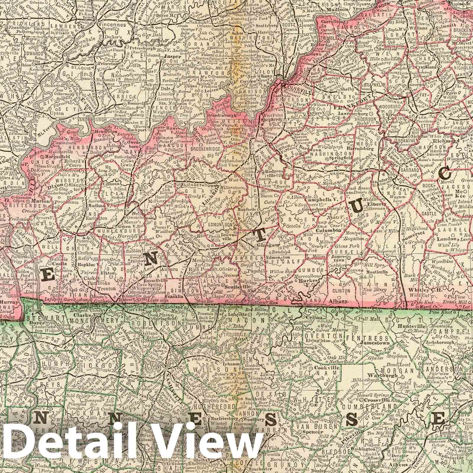 Kentucky and Tennessee - Railroad Map, 1879