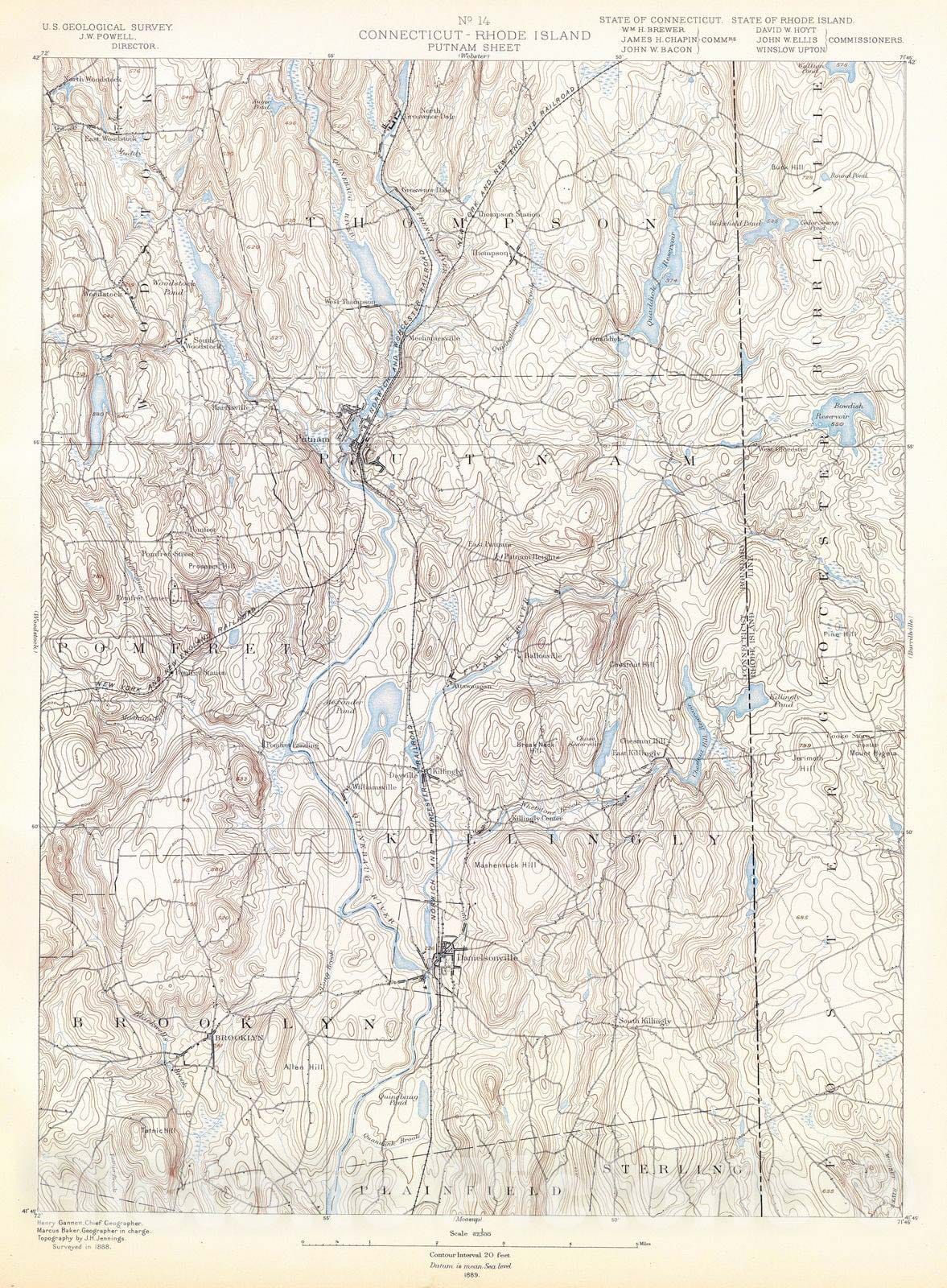 Historic Map : 1893 14. Putnam sheet. - Vintage Wall Art
