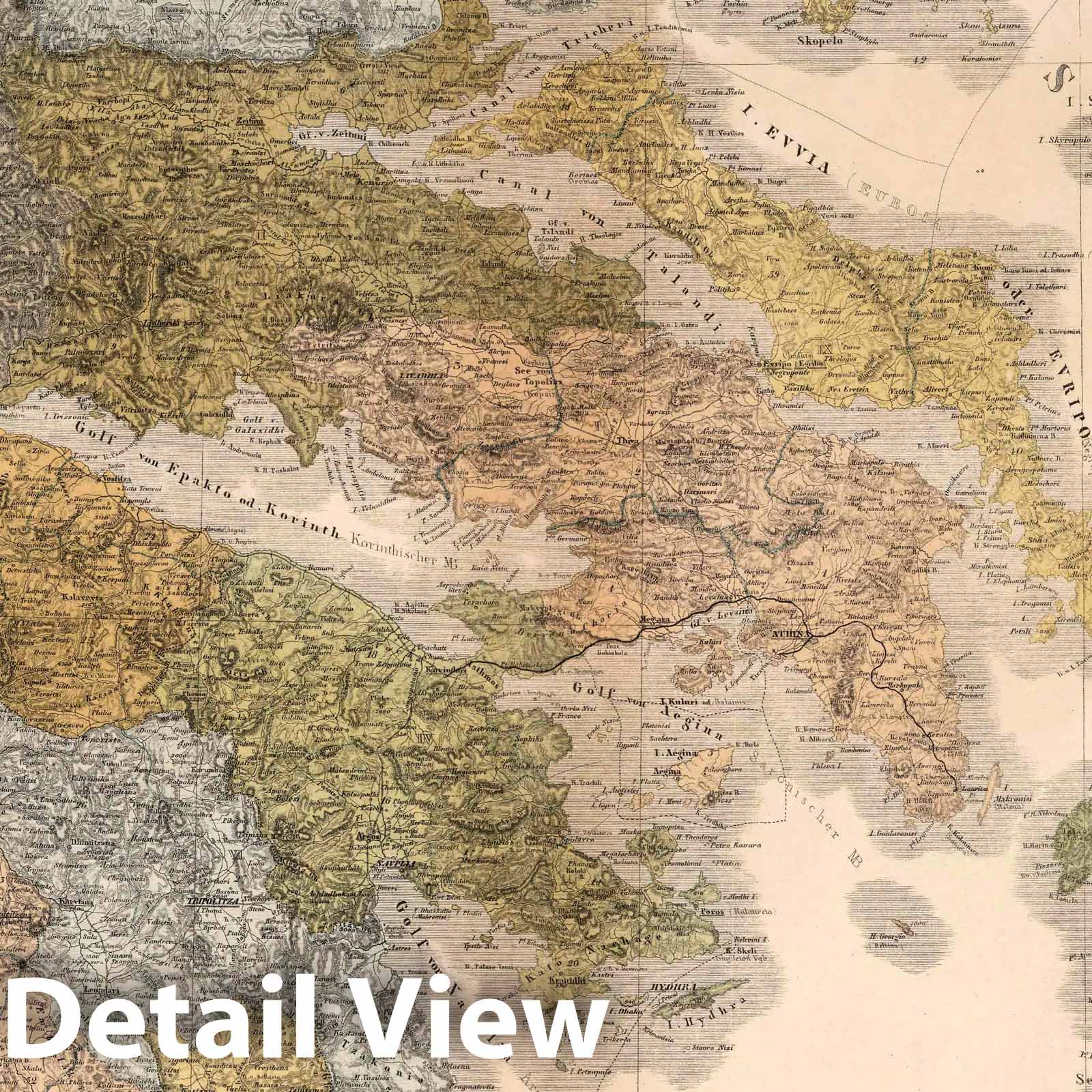 Greece and the Ionic Islands 1886 Historical Map Print