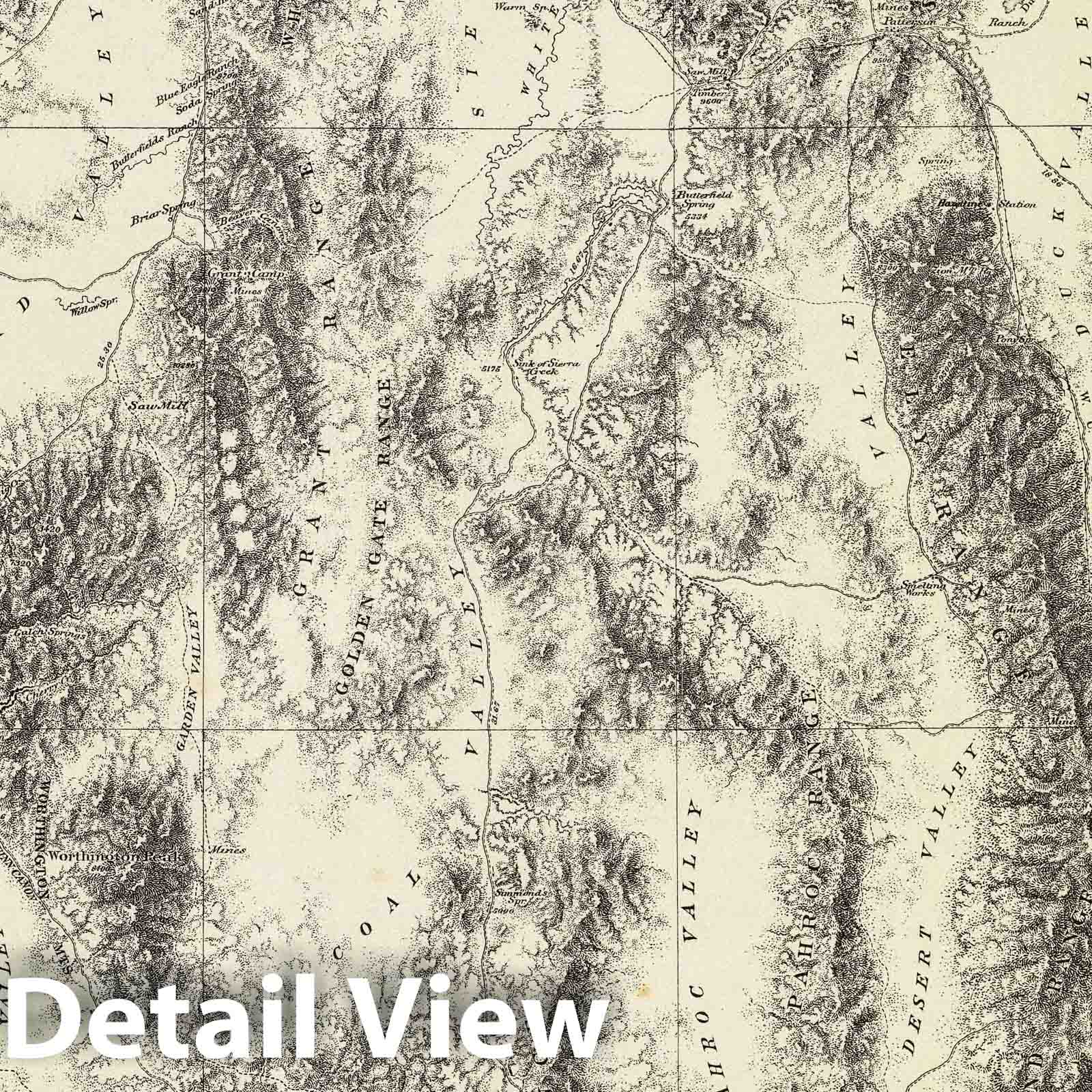 Eastern and Southern Nevada and Southern Utah - Plate No. 58, 1872 - Topographic Map Print