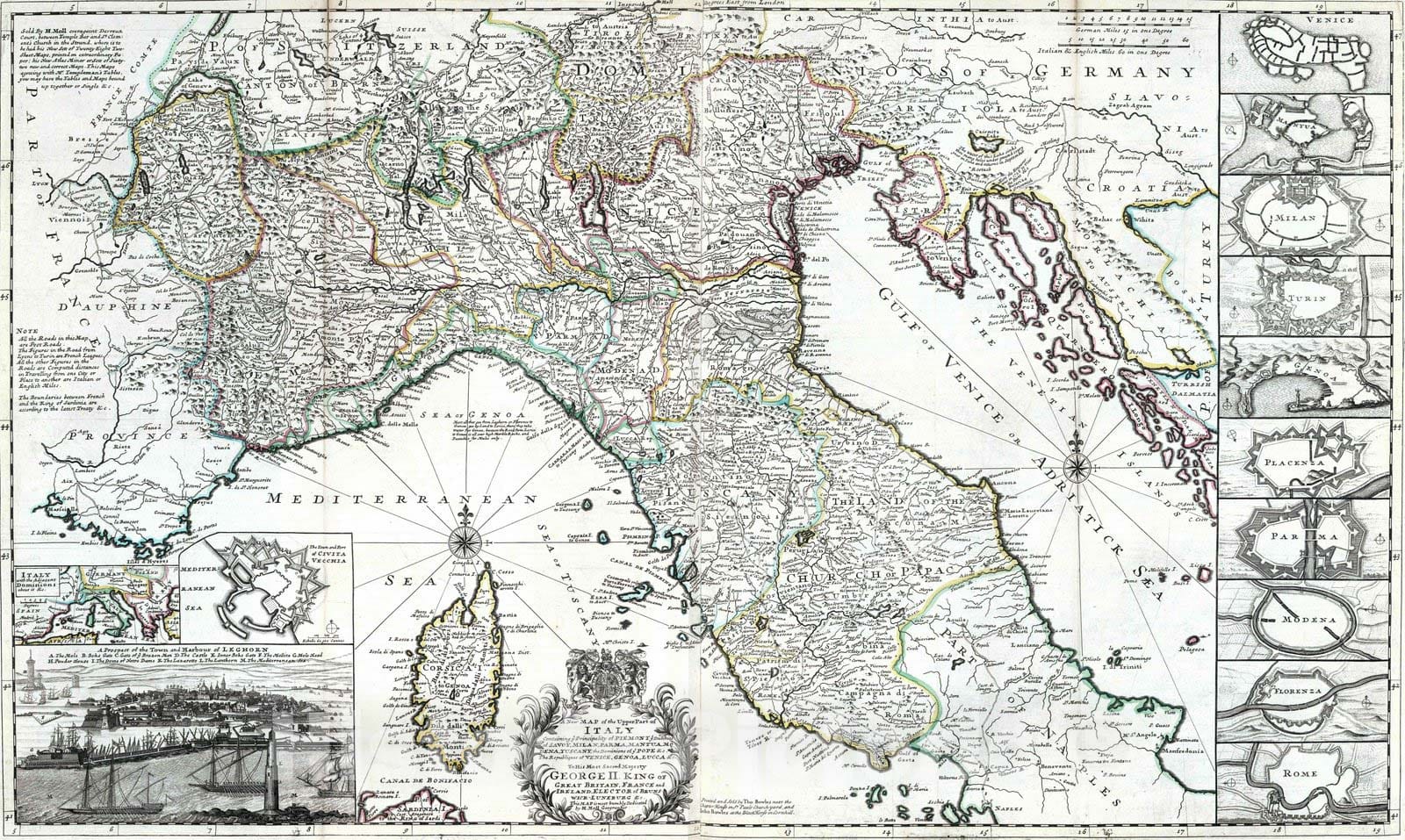 Historic Map : 1732 Italy. v2 - Vintage Wall Art