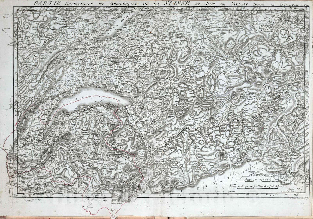 Historic Map : Switzerland, 1802 Partie occidentale et meridionale de la Suisse et Pais de Vallais , Vintage Wall Art