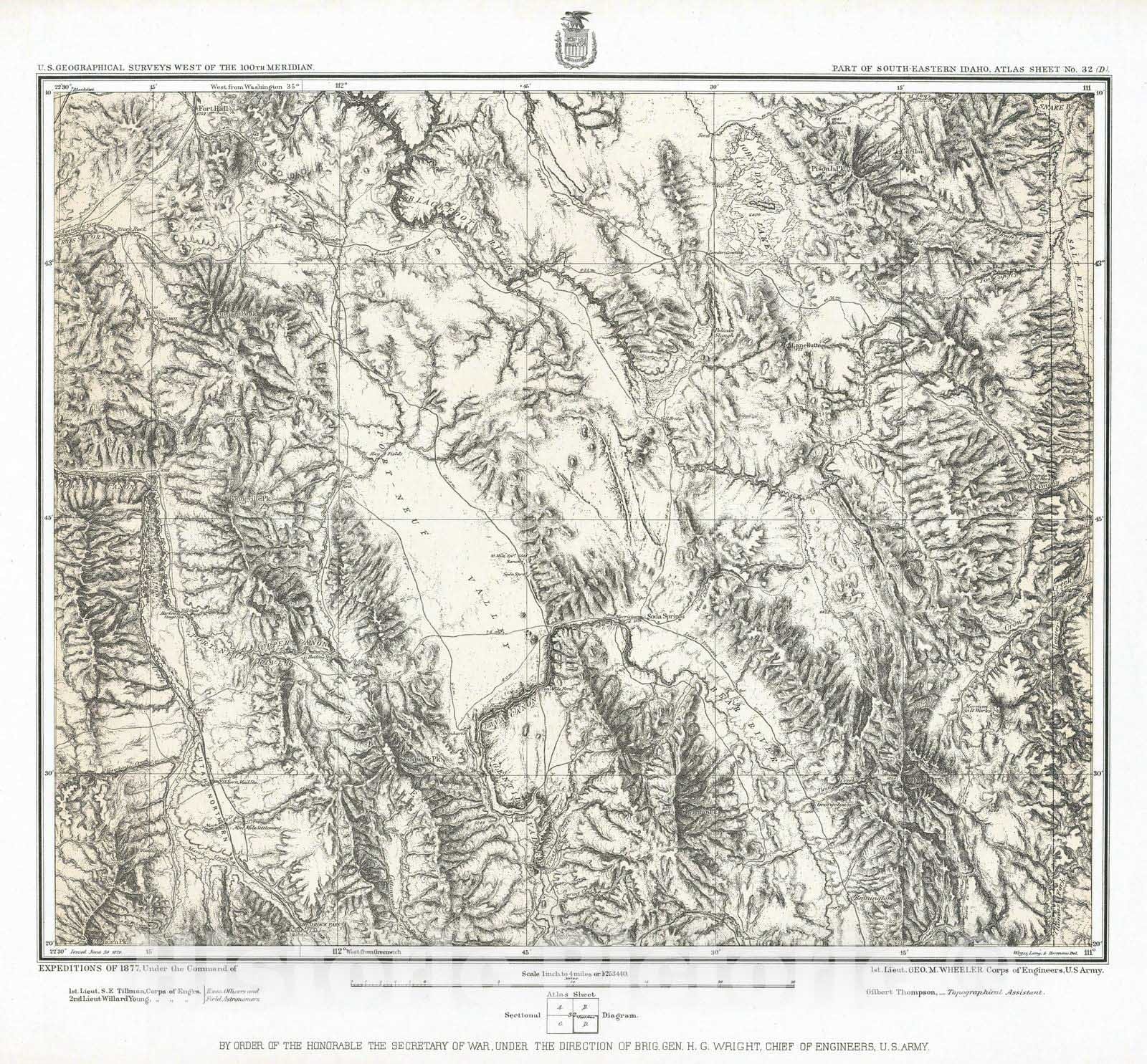 Historic Map : National Atlas - 1879 32D. Part Of South-Eastern Idaho. - Vintage Wall Art