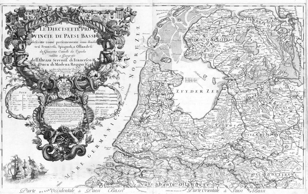 Historic Wall Map : Belgium, , Europe 1689 Le diecisette provincie de Paesi Bassi. 46-47 , Vintage Wall Art