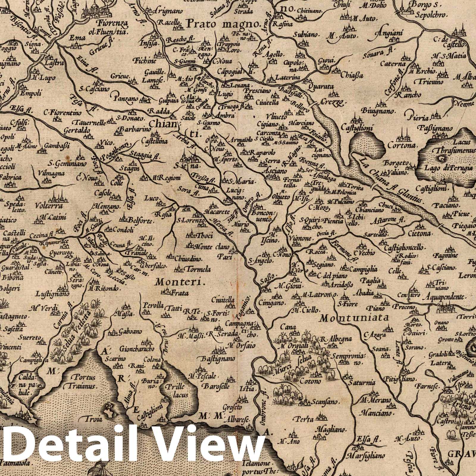 Tuscany, 1570 - Historical Map Print from Theatrum Orbis Terrarum