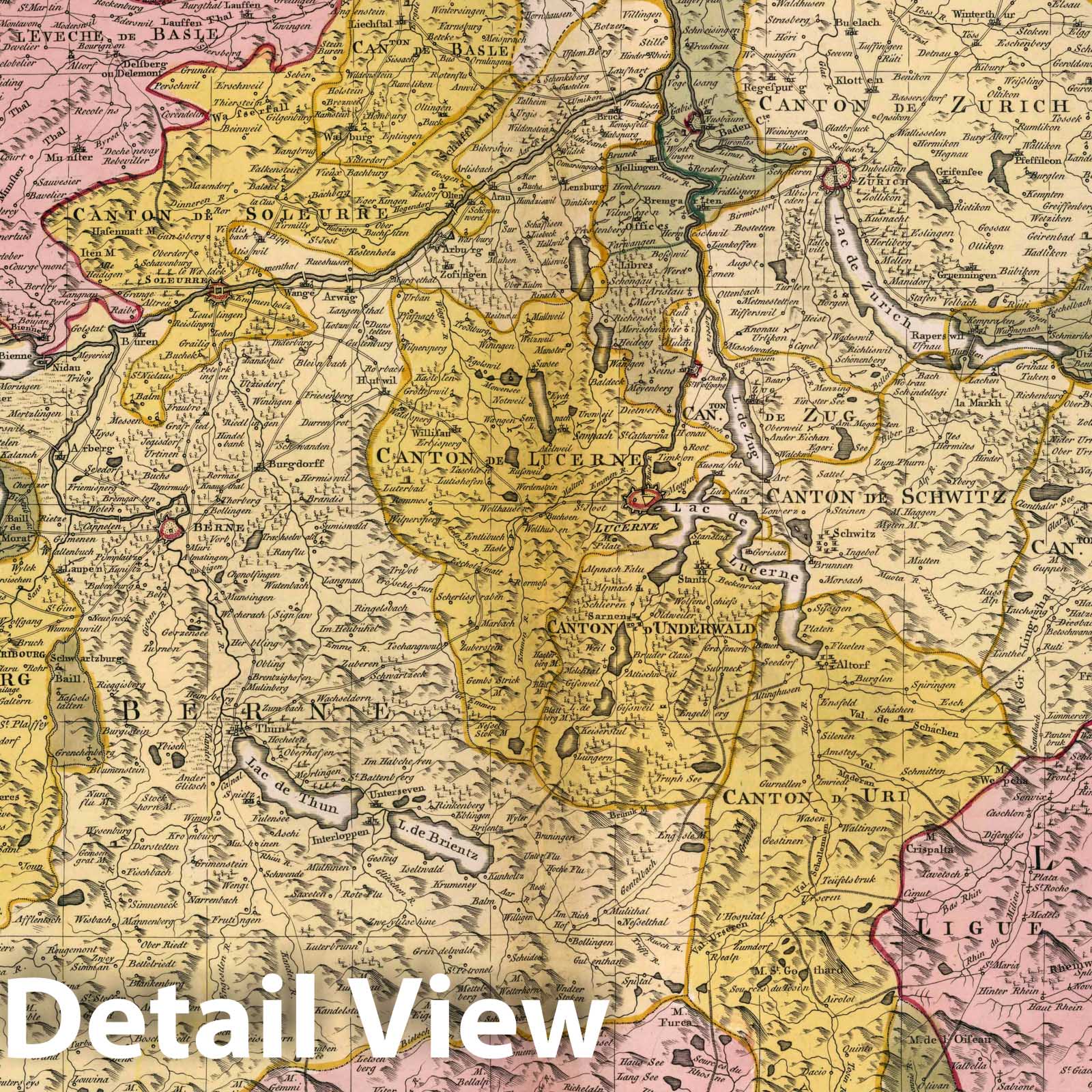 Switzerland, 1760 - Historical Map Print from Palairet's Atlas Methodique
