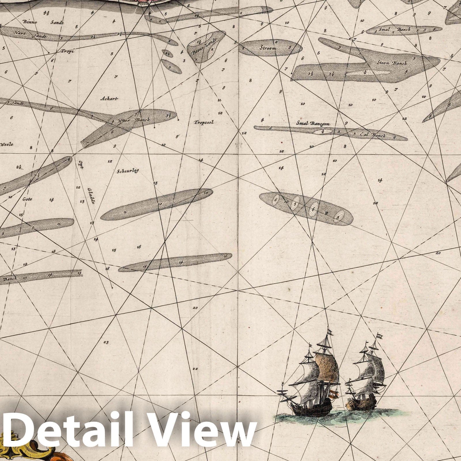 Zeeland and Flanders Coasts - Nautical Chart, 1667 - Historical Map Print