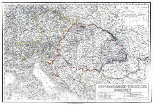 Historic Map : 1879 Austrian-Hungarian Monarchy. - Vintage Wall Art