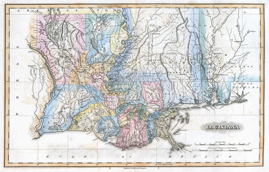 Historic Wall Map : 1823 Louisiana. - Vintage Wall Art