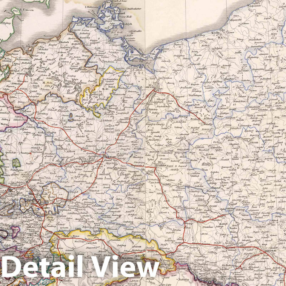 Historic Map : Prussia , Germany, 1847 Composite map: Der Preussische Staat , Vintage Wall Art