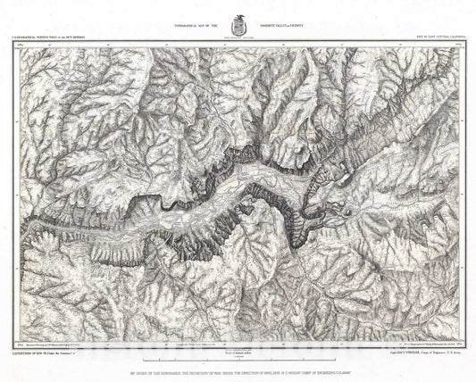 Historic Map : National Atlas - 1883 Topographical Map Of The Yosemite Valley And Vicinity. Preliminary Edition. - Vintage Wall Art