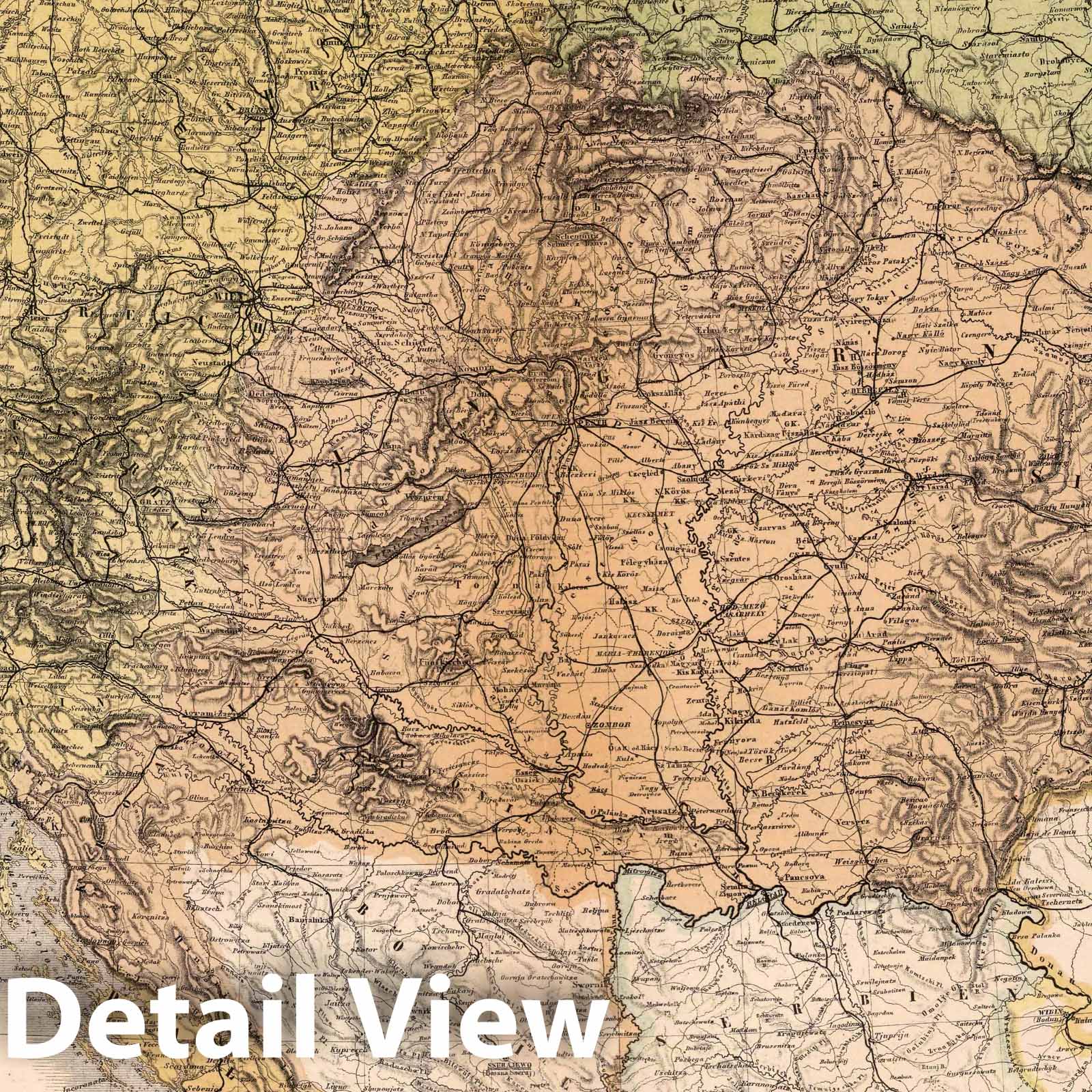 Austrian-Hungarian Monarchy 1886 Historical Map Print
