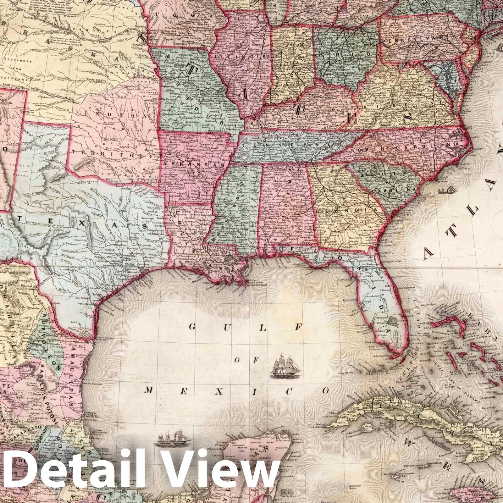 United States of America, 1852 - Historical Map Print