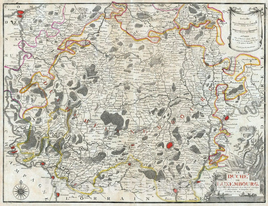 Historic Map : Luxembourg, 1720 Le Duche de Luxembourg. , Vintage Wall Art