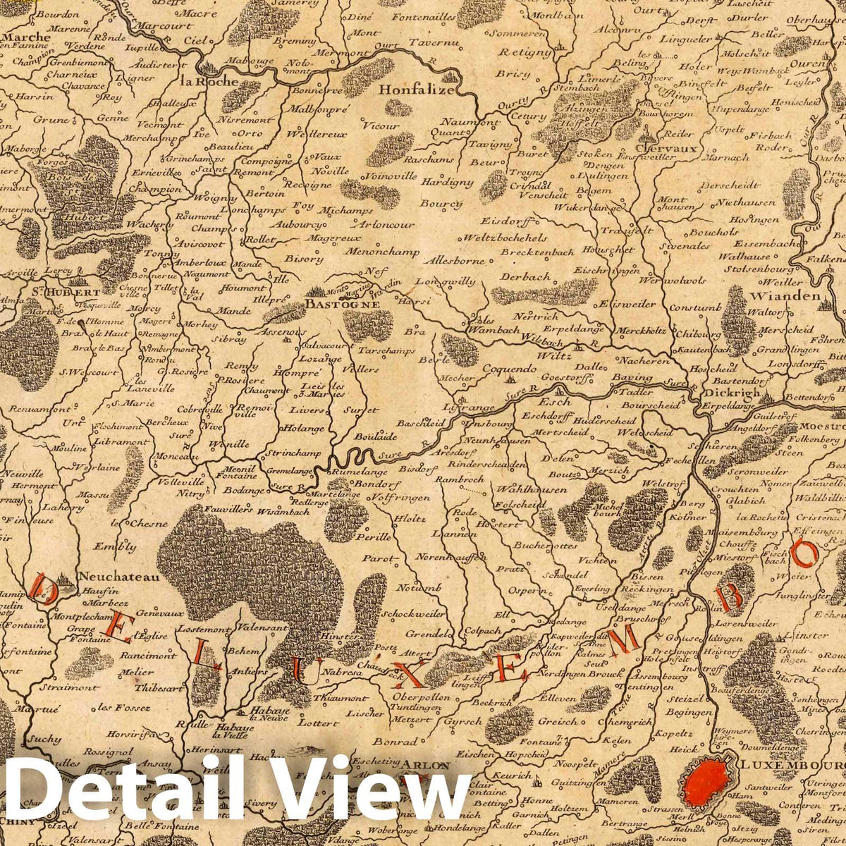Luxembourg - River Map, 1720 - Historical Map Print