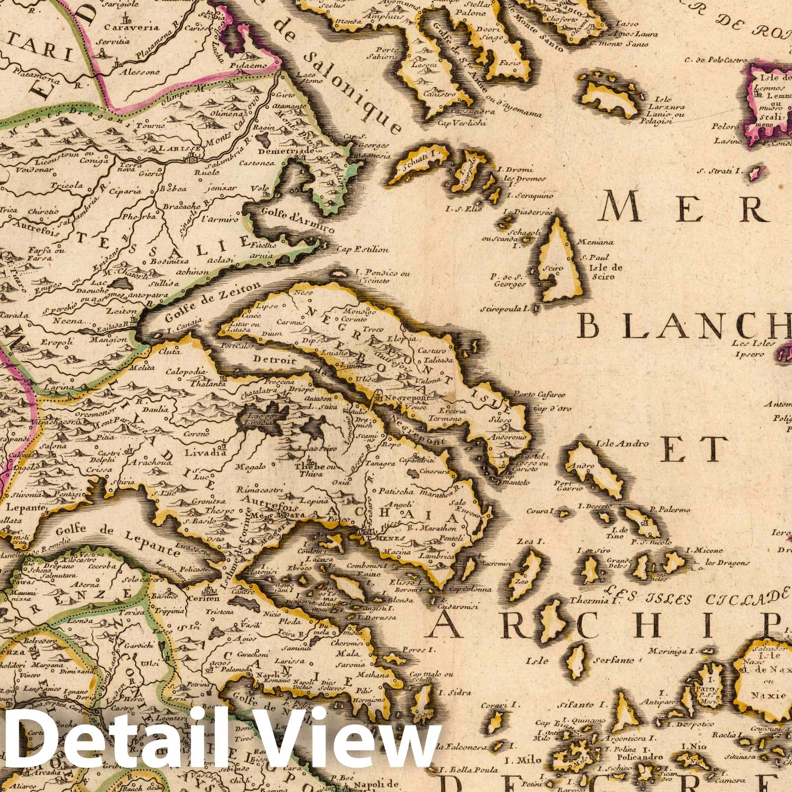 Greece - River Map, 1715 - Historical Map Reproduction