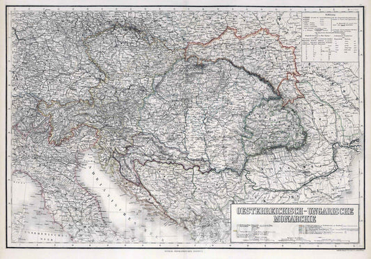 Historic Map : 1875 Austrian-Hungarian Monarchy. - Vintage Wall Art