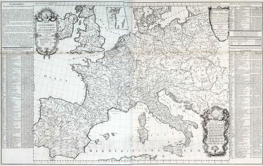 Historic Map : 1785 Carte geographique des maisons de l'ordre des chartreux - Vintage Wall Art