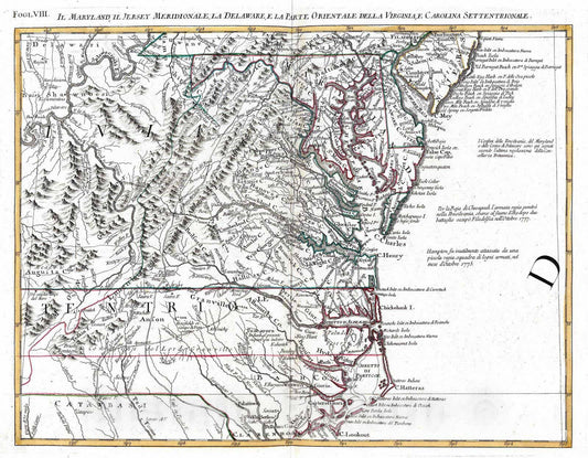 Historic Map : Delaware, 1778 Il Maryland, il Jersey Meridionale, la Delaware. , Vintage Wall Art