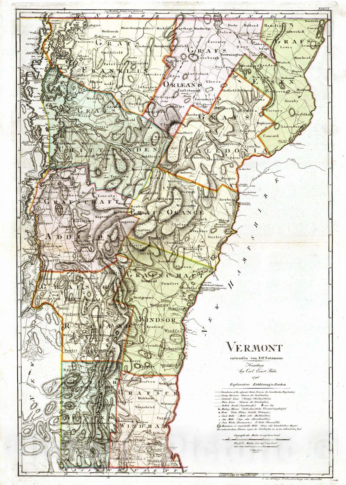 Historic Map : National Atlas - 1797 Vermont. - Vintage Wall Art